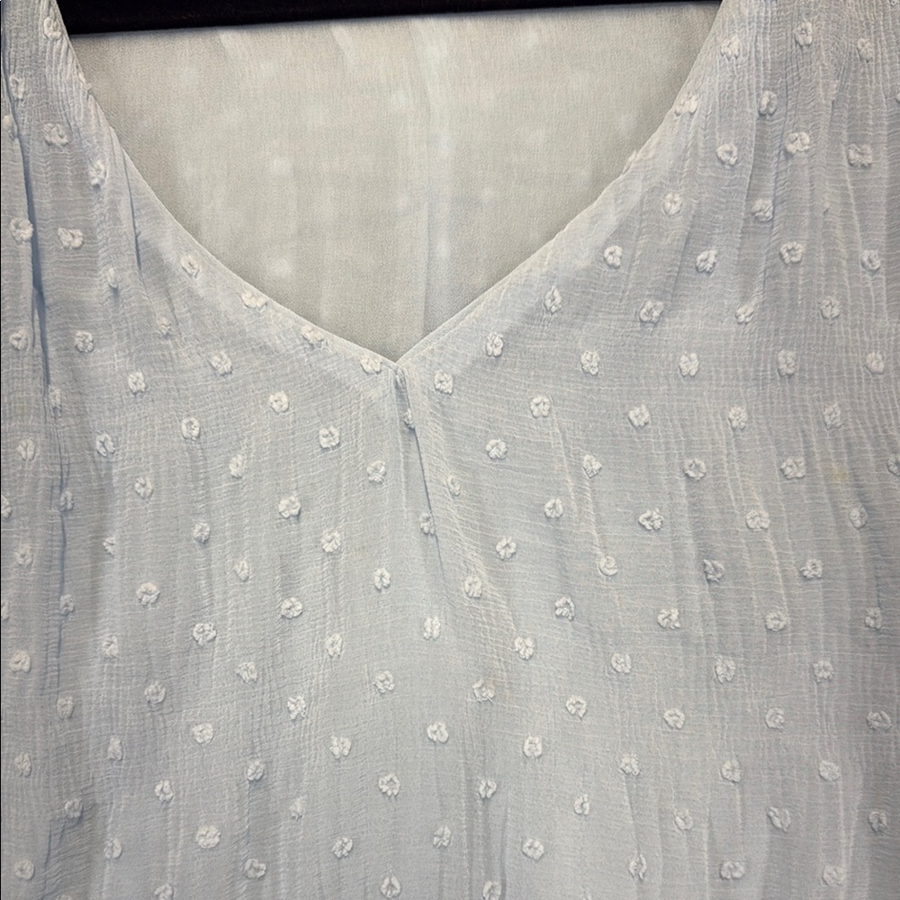 White House Black Market Blue Puff Sleeve Blouse - Picture 2 of 8
